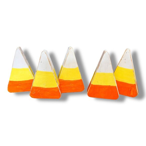 Handmade Wooden Candy Corn Halloween Decoration Set of 5 Distressed - Picture 2 of 8